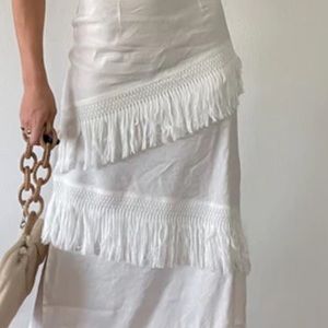 We Wore What Linen Fringe Skirt